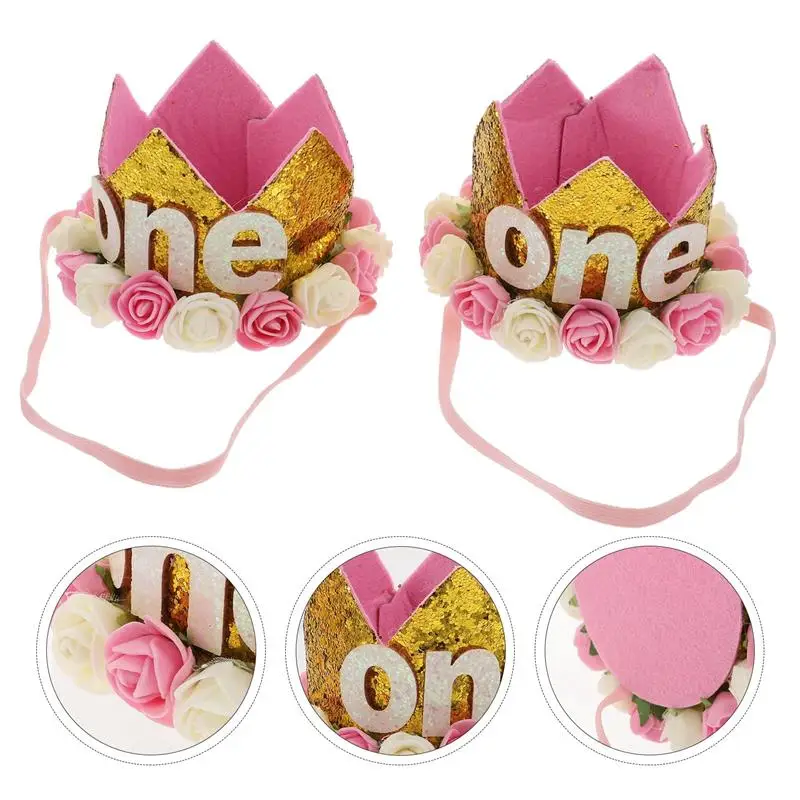 

2Pcs Lovely Baby Crown Headdress Decorative Headbands Baby Birthday Headwear