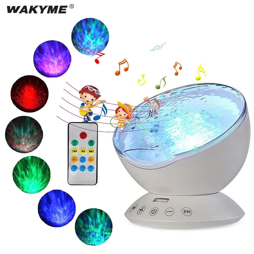 WAKYME светодиодный ночник проектор для сна расслабляющий океанская волна музыка