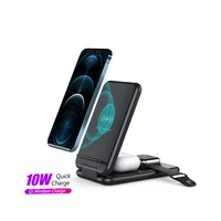 10w qi wireless charger fold fast charging holder stand for iphone 12 11 promax xr x 8 airpods samsung s21 for apple watch 6 5 4