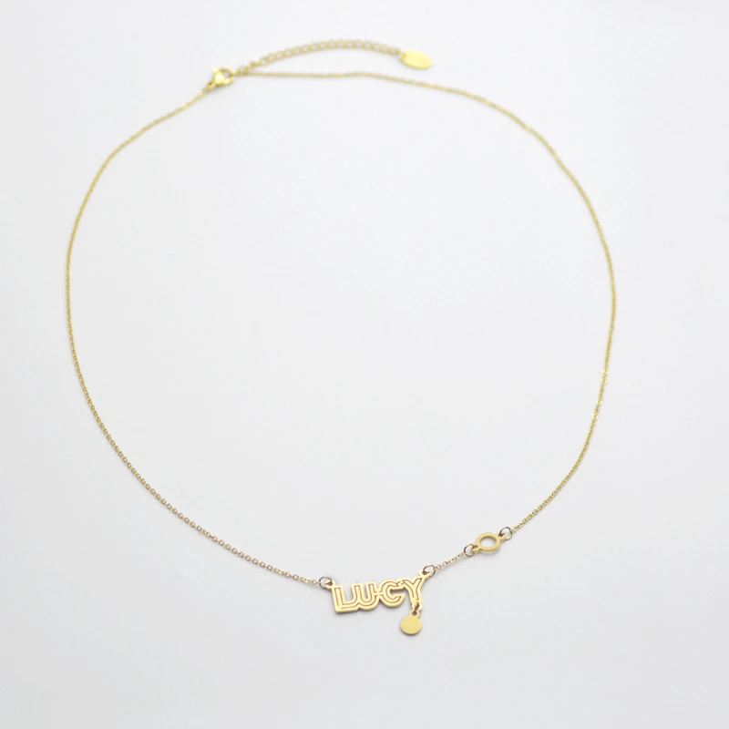 

TOSAKO Necklace Stainless Steel Gold Color Pendants Sweater Chain Minimalism Letter Lucy