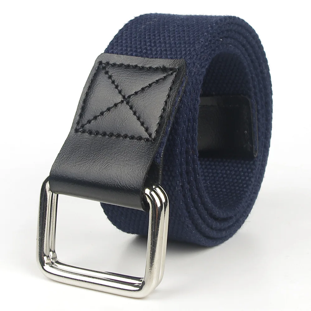 

Unisex Canvas Belts Top Quality Mens Double Ring Buckle Canvas Waist Belts Jeans with Male and Female Young Students Belt