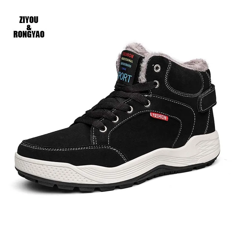 

Мужские ботинки размера плюс 48, Мужская зимняя обувь, теплые меховые зимние ботинки 2020, классические зимние кроссовки, зимние ботинки до лод...