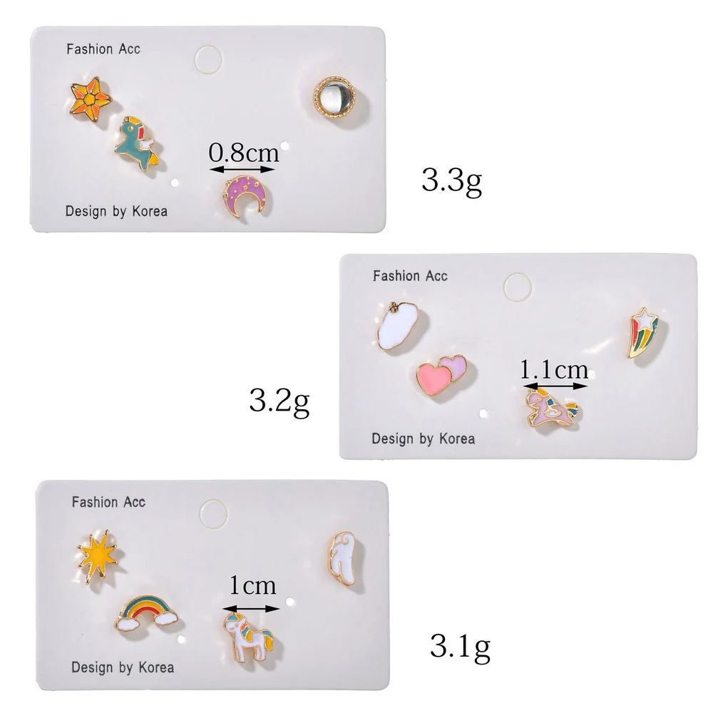 Серьги гвоздики в Корейском стиле очень милые серьги виде радуги лошади Луны