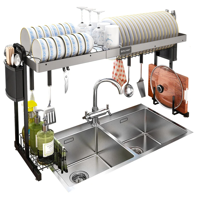 Бытовая кухонная стойка из нержавеющей стали для сушки посуды полка на раковине