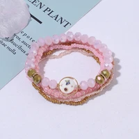 new korean bohemia multilayer charm beads bracelet bangle for women ethnic resin boho bracelets set female fashion jewelry