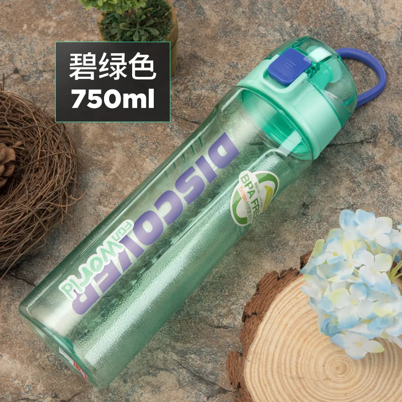 

750ml Tritan Water Cup Plastic Portable Fitness Water Cup Men's and Women's Summer Personality Creative Trend Sports Bottle