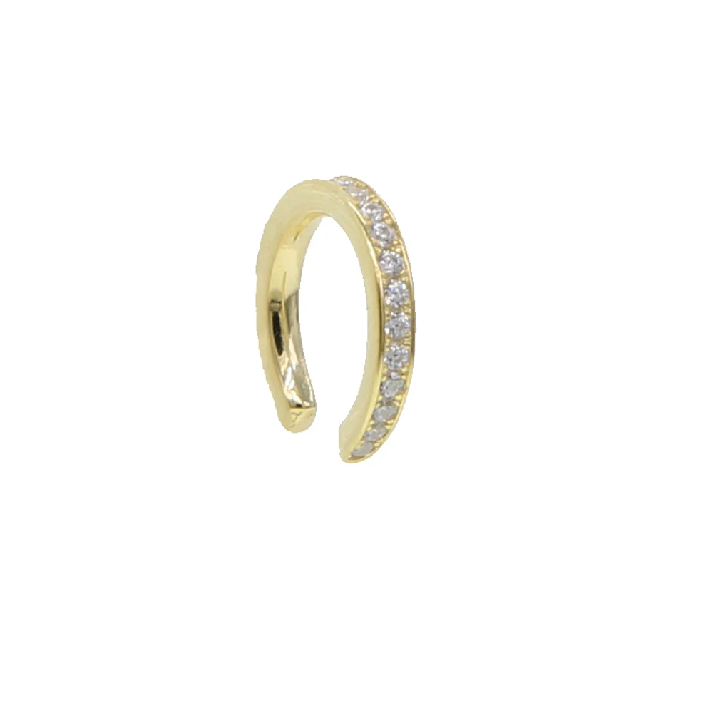 gold white cz Серьги-клипсы без пирсинга, не пирсинг, серьги-манжеты, серьги-клипсы без пирсинга, Стерлинговое Серебро 925 пробы с радужным cz манжетом - Окраска металла: gold white cz