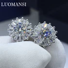 Серьги-гвоздики Luomansi с супер вспышкой, карат, 5 мм, с мусанитом, прошедшие испытания на бриллианты, серебряные ювелирные изделия S925 пробы, подарок на свадьбу, вечеринку, день рождения