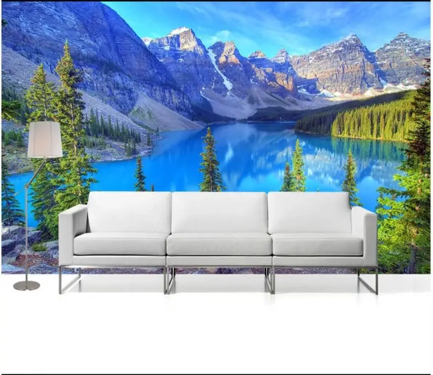 3d обои на заказ фотообои с изображением гор пика снега озера декор для гостиной