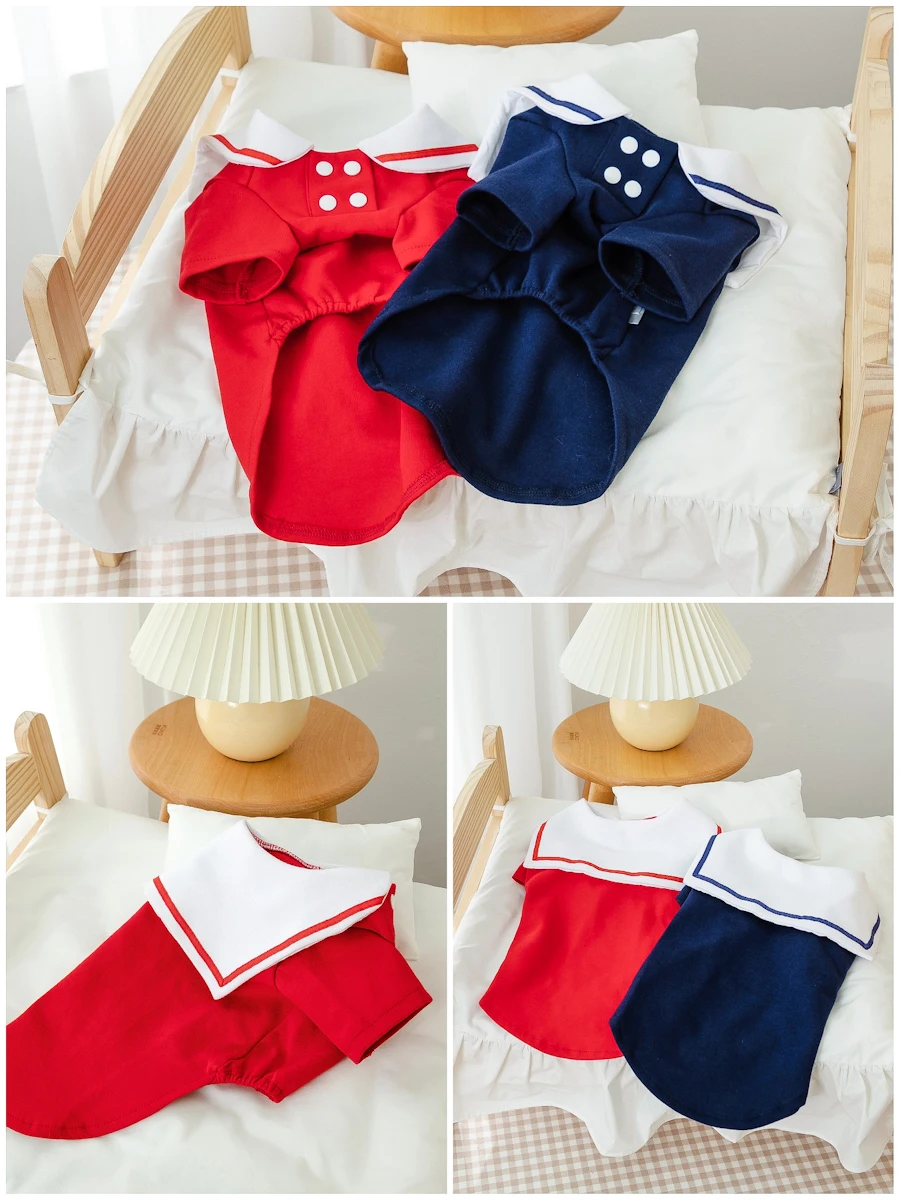 

CX Cat Clothes Thin Sailor Suit Spring and Autumn Anti-Lint