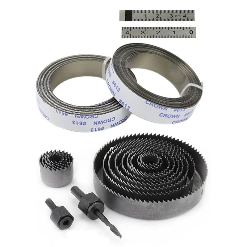 

2 Pcs Measure Tape with Adhesive Backing Metric with 18Pcs Drills Hole Saw Set