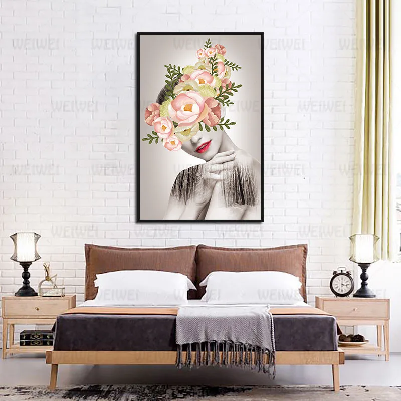 

Home Decoration Painting Poster Character Fashion Woman Wearing Sunglasses Bedroom and Living Room Wall Art Decoration Hd Print