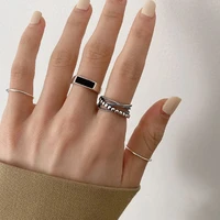 meyrroyu silver color black rectangle rings female index finger unique design simple fashion jewelry party %d0%ba%d0%be%d0%bb%d1%8c%d1%86%d0%be wholesale