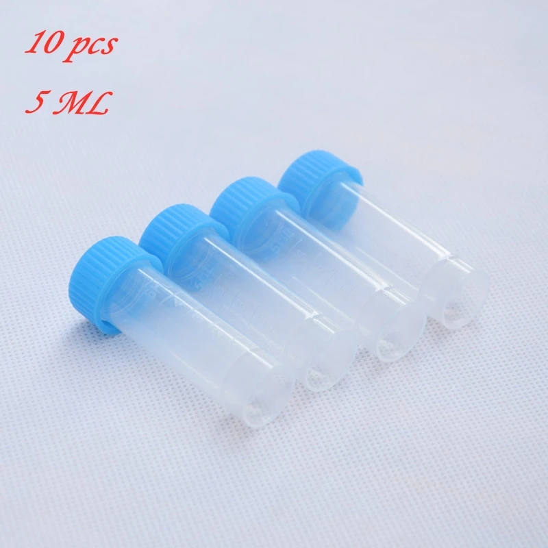 

10PCS x 5ml Chemistry Plastic Test Tubes Vials Seal Caps Pack Container for Office School Chemistry Supplies