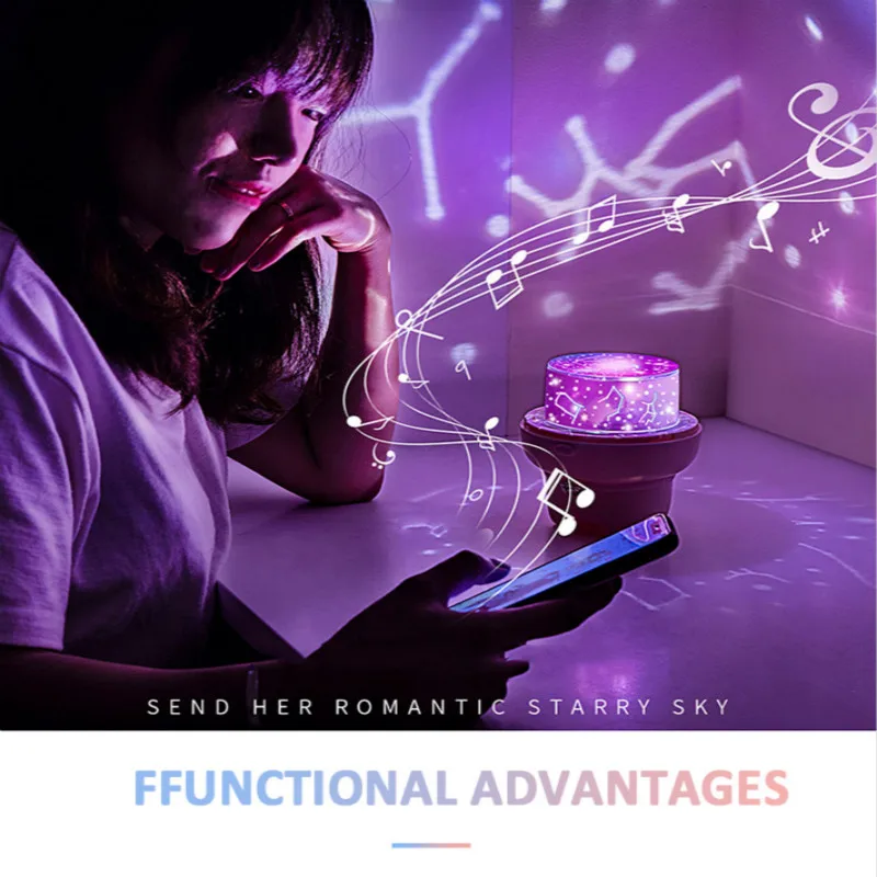 Креативный Bluetooth-динамик романтическая вращающаяся Светодиодная лампа-проектор