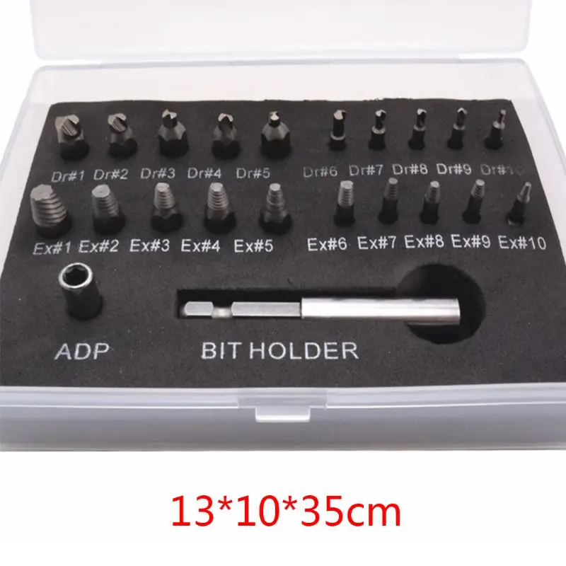 

22pcs/set Damaged Screw Extractor Remove Broken Bolt Screw Remover with Extension Bit Holder Socket Adapter