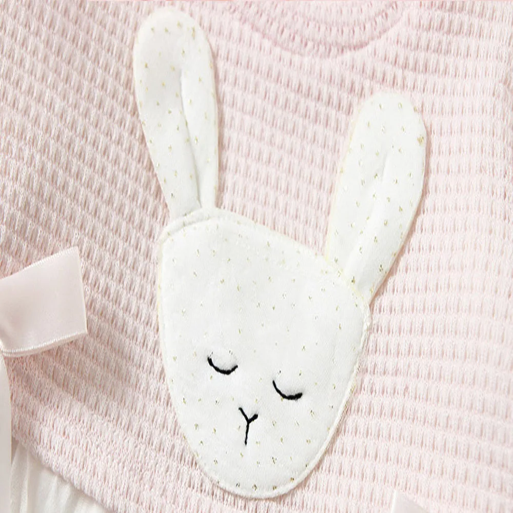 

Spring New Girls Dress Baby Cotton Long-Sleeved Lace Dress Cute Cartoon Rabbit Princess Dress 1-4 Year Old