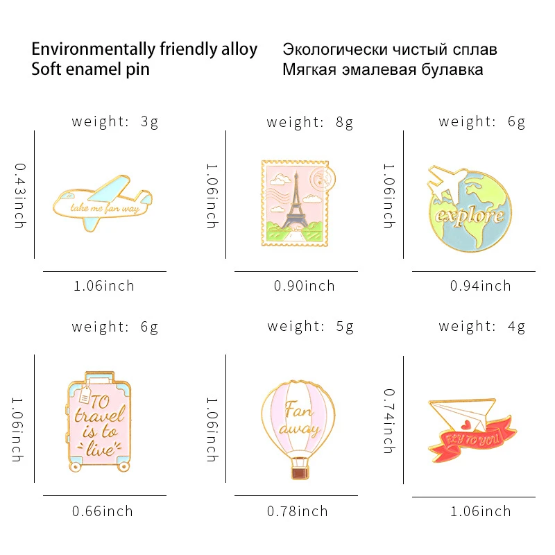 Travel Life Enamel Pins Custom Postage Suitcase Brooch Lapel Badge Bag Cartoon Journey Jewelry Gift for Kids Friends Wholesale images - 6