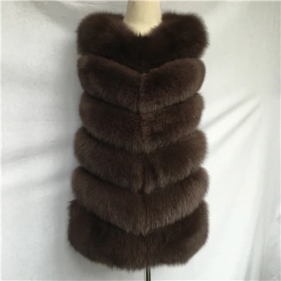 Brown MAOMAOFUR жилет из натурального меха женский жилет из натурального Лисьего меха без рукавов Женская куртка Верхняя одежда весенний жилет из натурального Лисьего меха для девочек - Цвет: Brown