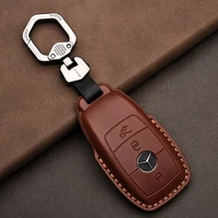 genuine leather car key case cover for mercedes benz w203 w210 w211 amg w204 c e s cls clk cla slk classe smart car keychain