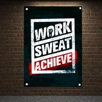 work sweat a chieve motivational workout posters wall chart exercise yoga bodybuilding banners flags wall art gym decoration