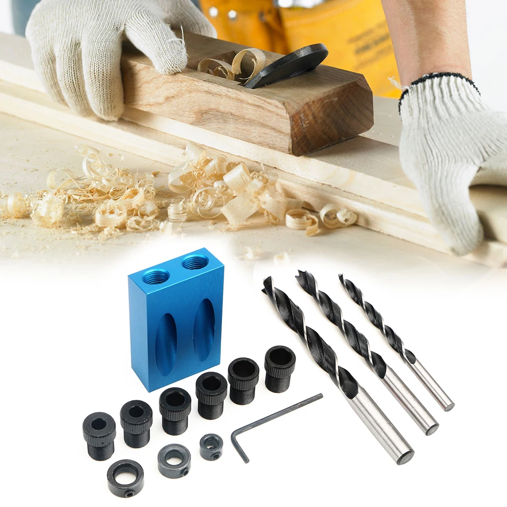 

DIYWORK Furniture Punching Puncher Wood Work Carpentry Tool Set Drill Bit Accessories 6/8/10mm Wood Drill Oblique Hole Locator
