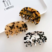 2022 new acetate hair clip semi circle cow pattern hairpin ladies fashion exquisite hair accessories trend shark clip 8cm large