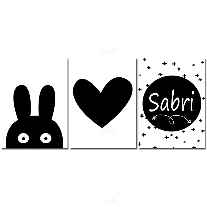 Черного цвета с принтом в виде сердечек по индивидуальному заказу имя плакат