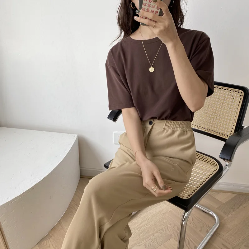 Женские прямые свободные штаны с высокой талией весна и лето 2020 Новые широкие для