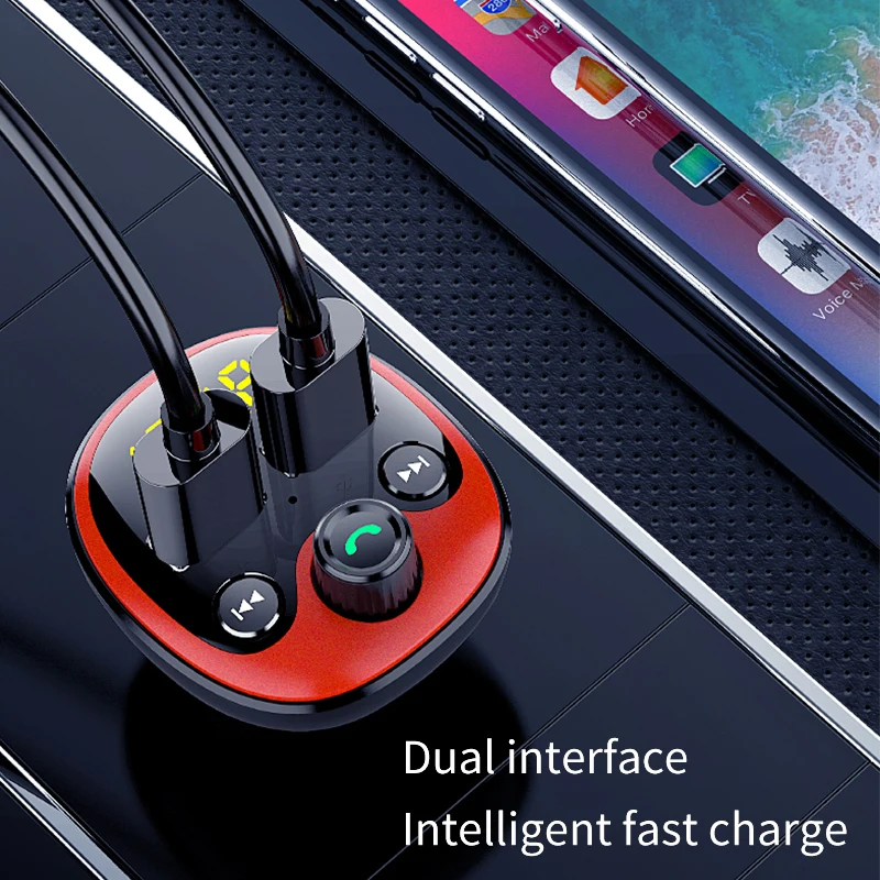 Fm передатчик Bluetooth Автомобильный 3.1A двойной USB зарядка радио Hands Free TF карта