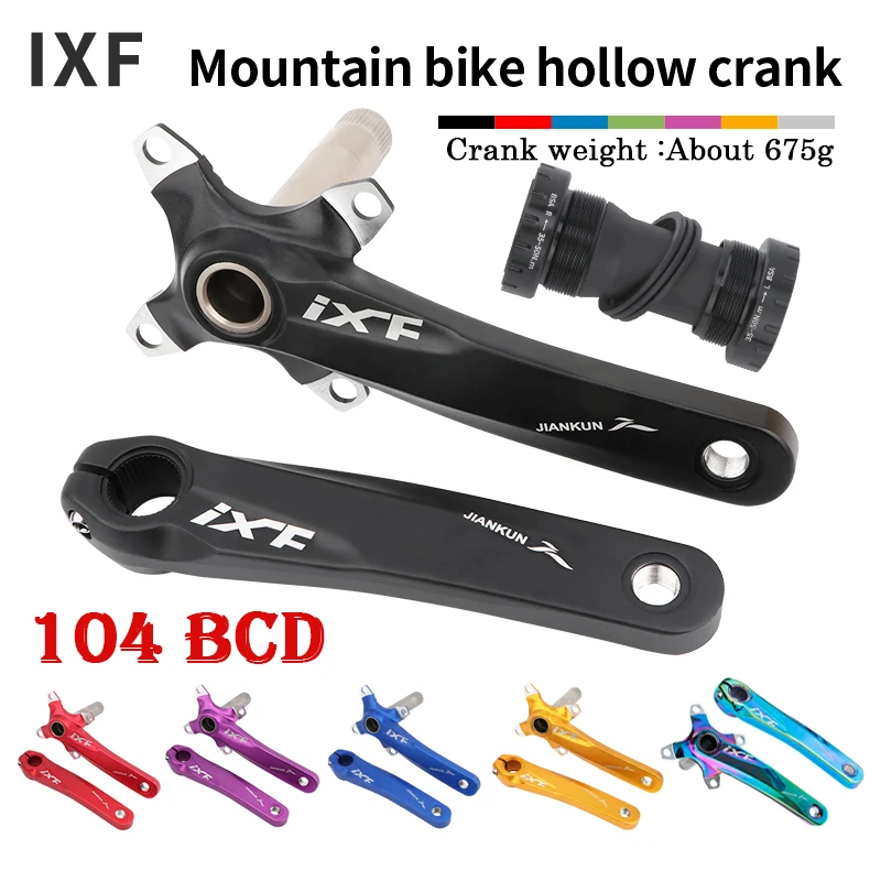 

IXF Hollowtech 2 Aluminum alloy MTB Crankset 104 BCD CNC 170mm Ultralight Bike Crankset With BSA BB Bicycle Crank Bike Parts