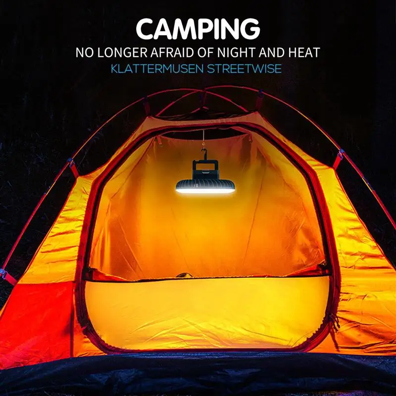 

Portable Camping Fan with LED Lantern Rechargeable Battery Operated Camping Fan with Hanging Hook for Tent Car Emergency