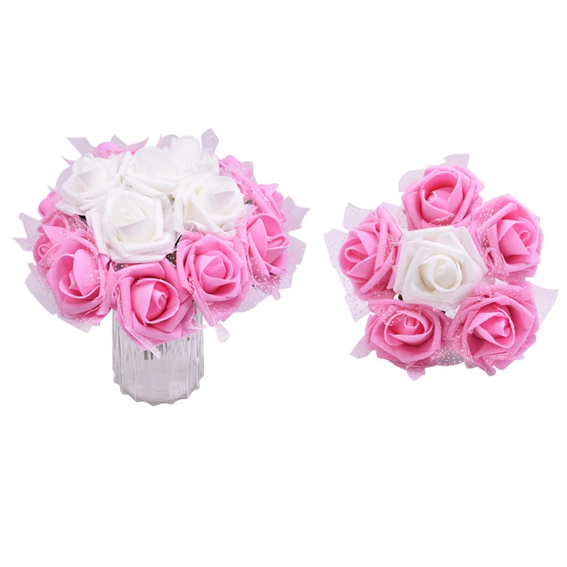 

10/20pcs 7cm PE Foam Rose Bouquet Artificial Flower Decor Wedding Bride Bouquet Party Home Decoration Valentine's Day Supplies