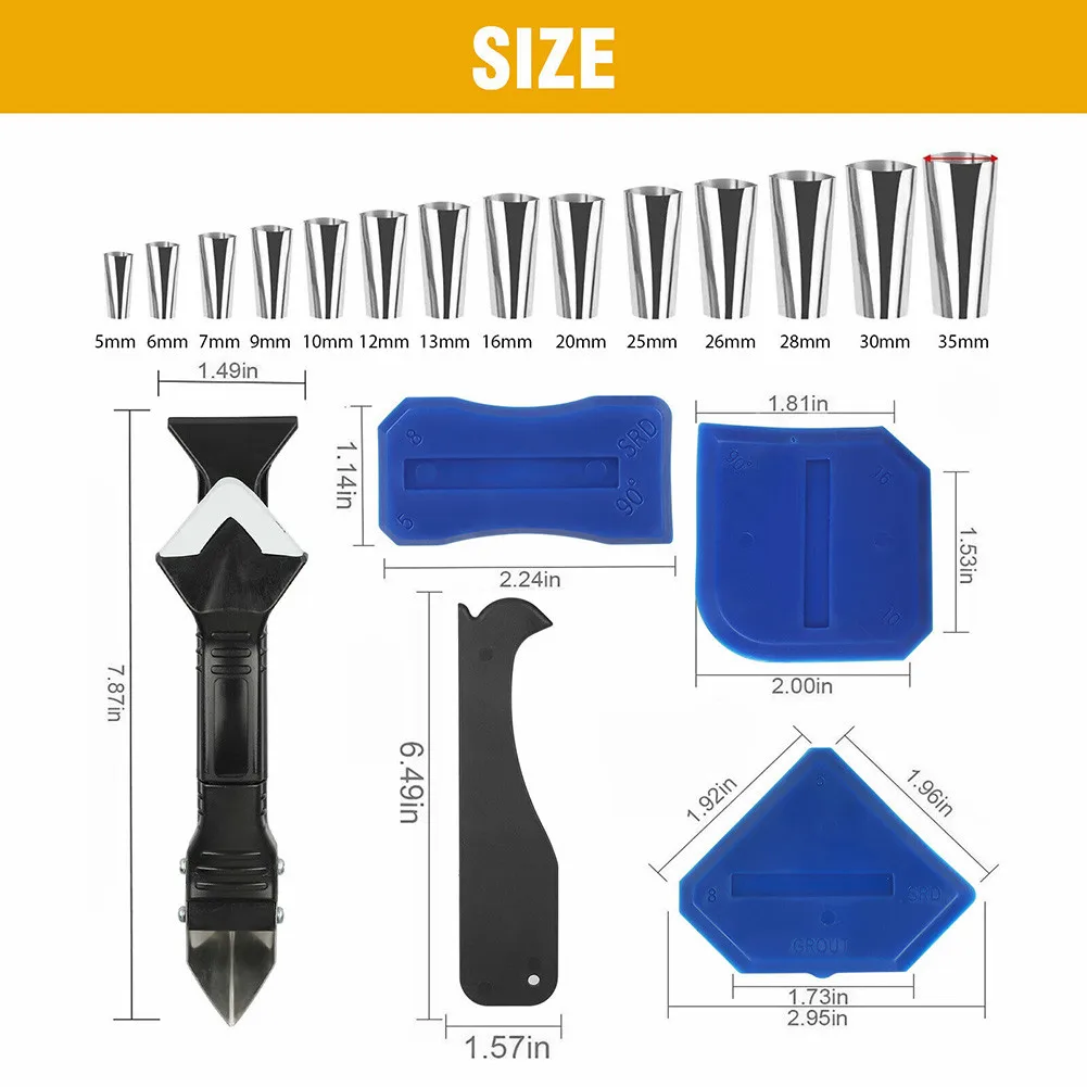 

30Pcs Caulking Tool Kit Applicator Caulking Finisher Nozzle Push Sealant