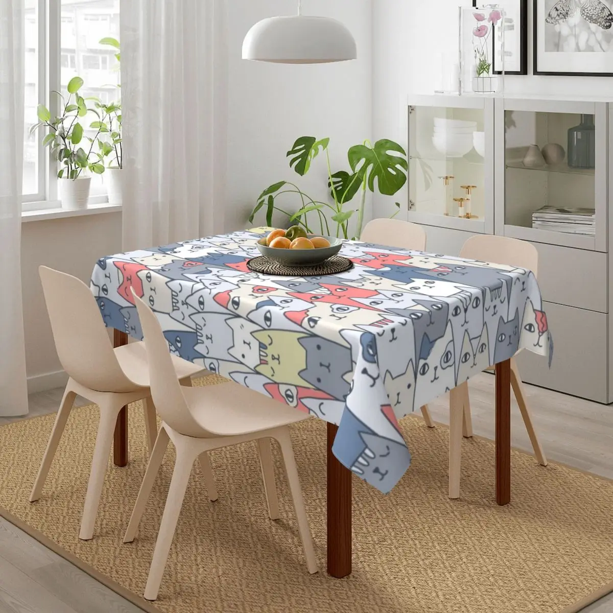 Скатерть с забавными кошками для семьи водонепроницаемое домашнее украшение