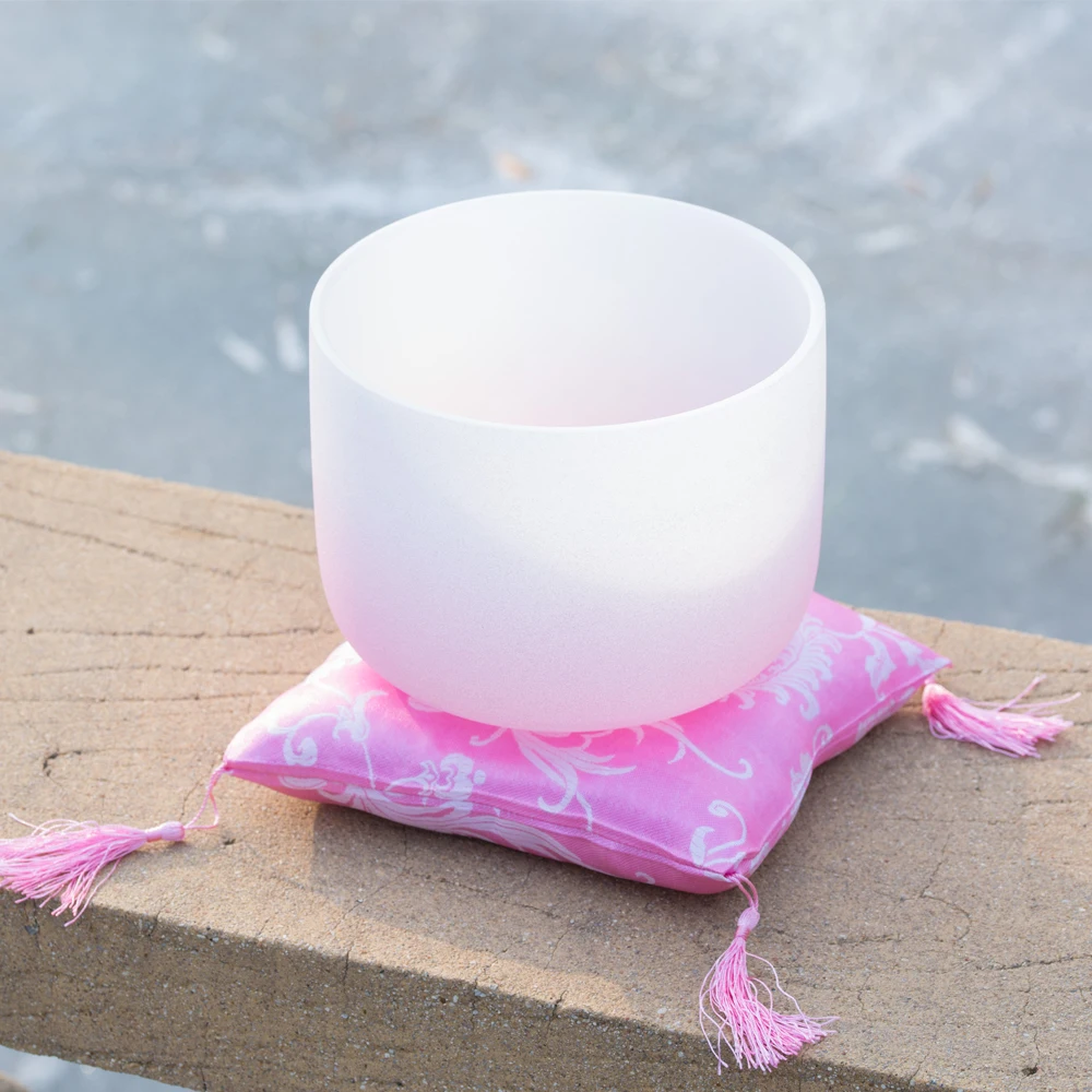 8 Inch Half Pink Quartz Crystal Singing Bowl 440HZ 432HZ C D E F G A B Chakra 8&quot Yoga+ Cloth cushion | Спорт и развлечения