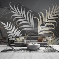 custom mural wallpaper nordic tropical plant leaves 3d geometric lines living room bedroom sofa background wall painting decor