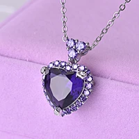 womens luxury 925 amethyst love heart pendant necklace wedding engagement products jewelry
