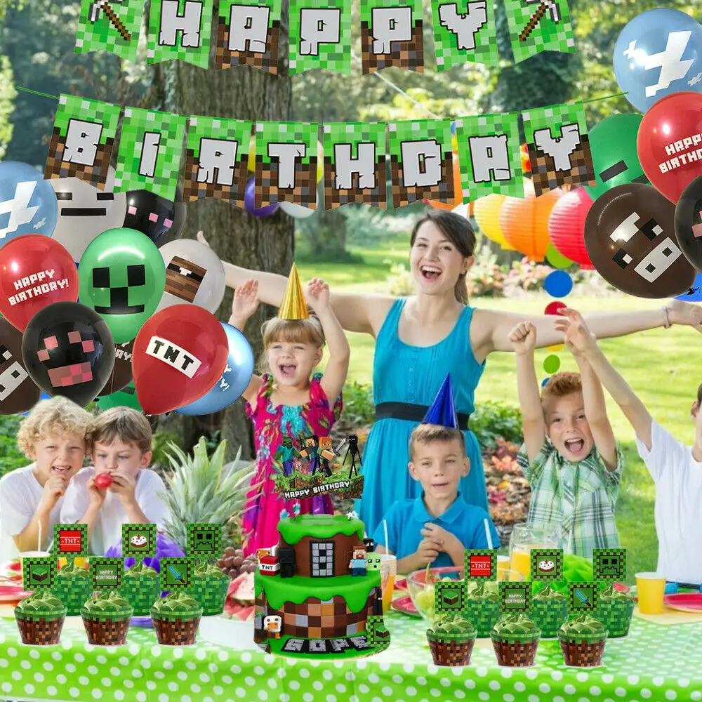 

Birthday Party Decorations Gamer Party Balloons Banner Cake Toppers Kids Adult Girl Baby Party Supplies Scene Decoration Gift