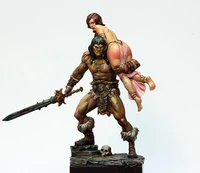 124 75mm ancient warrior and woman resin figure model kits miniature gk unassembly unpainted