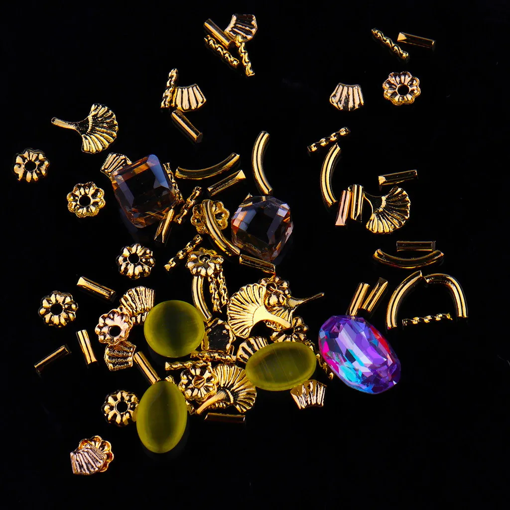 1 коробка украшения для дизайна ногтей Луна Звезда золотые металлические