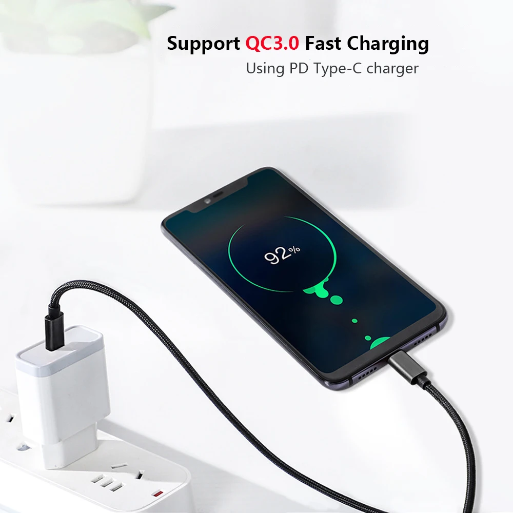 Двойной USB C кабель 60 Вт 3A PD зарядный типа c к type QC3.0 для передачи данных xiaomi huawei phone