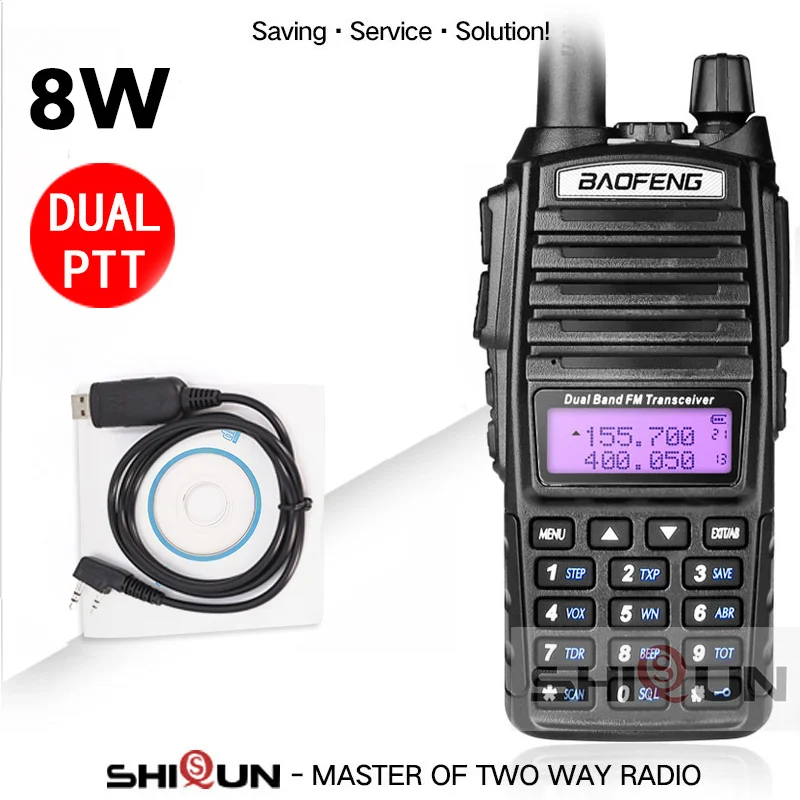Add Cable CD BaoFeng портативная рация UV-82 обновленная 8 Вт Baofeng UV 82 двойная PTT гарнитура микрофон рация 10 км Baofeng 8 Вт Радио baofeng uv 9r 5R - Цвет: Add Cable CD