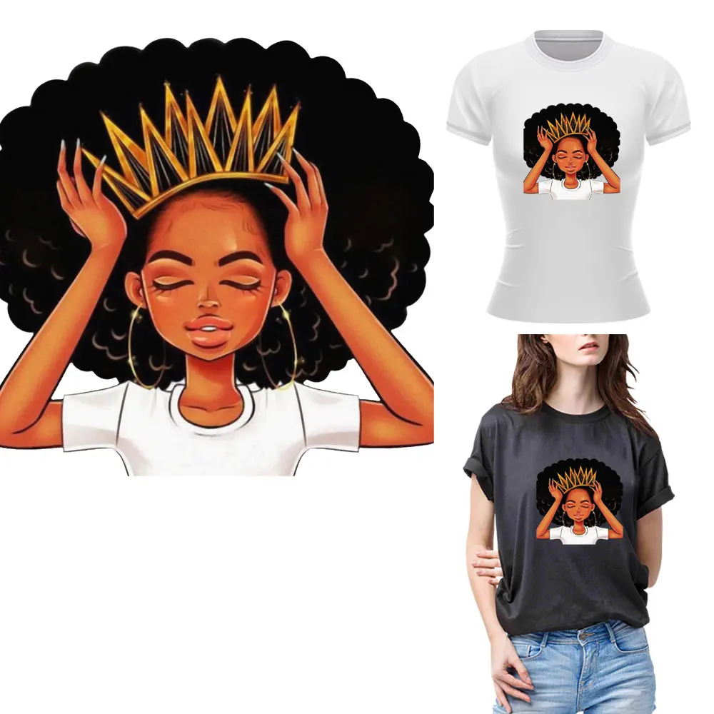 Корона в африканском стиле девушка Термальность наклейки-заплатки для одежды термочувствительного Trasfer для толстовки с капюшоном, футболки клеевые заплатки Diy Наклейка
