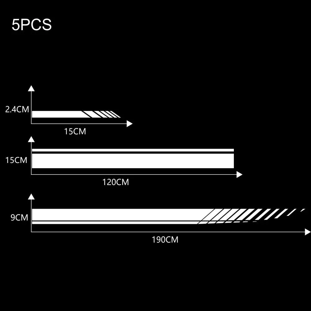 

5pcs Car Sticker Car Side Door Body Hood Rearview Mirror Decal Stripes Sticker Racing Decals