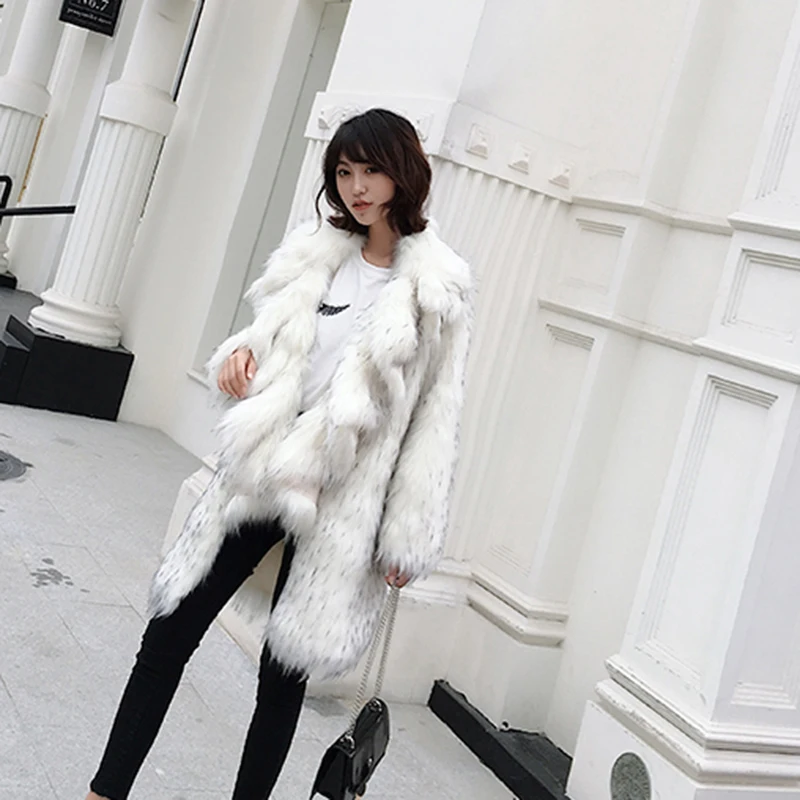 Шуба из искусственного меха с имитацией оплетки пушистый воротник новинка 2021