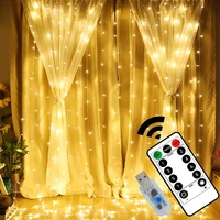 3m led curtain lights remote control usb window curtain waterfall fairy light for home room bedroom christmas party decoration