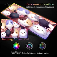 black white cute cat colorful gaming mouse pad rgb led durable natural rubber base cloth surface waterproof xxl xl mice mats rgb