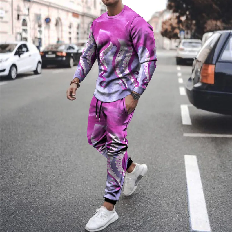 

Spring And Summer New men's And women's Casual Wear Sportswear two-piece Suit 3D Small Flame Printing T-shirt Fashion Suit