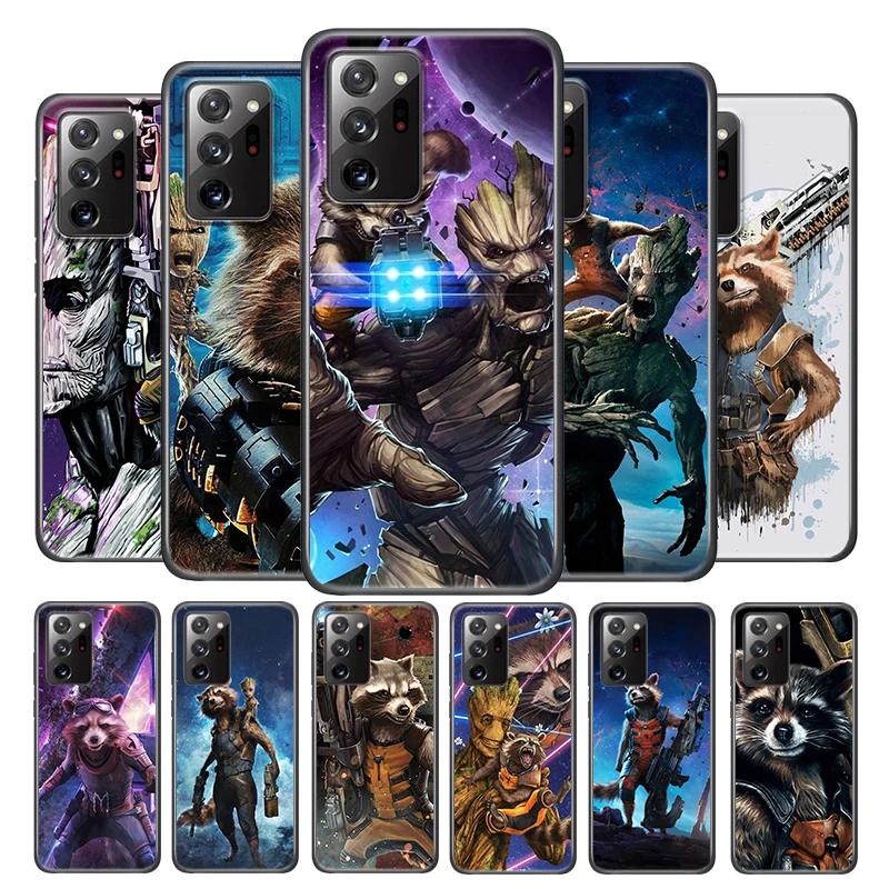 

Marvel Avengers Rocket Raccoon For Samsung Note 20 Ultra Plus 10 9 8 F52 M62 M60 M31 M01 Core Silicone Soft Black Phone Case